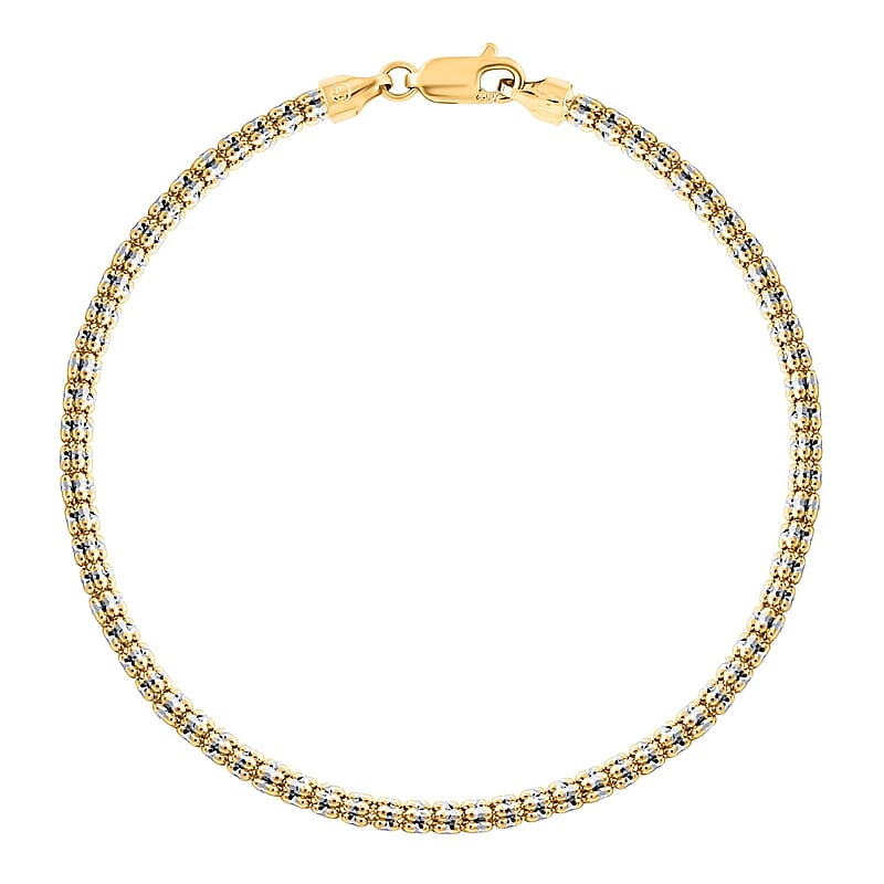 3mm Ice Chain Bracelet in 10K Yellow and White Gold (8.50 In) 7 Grams