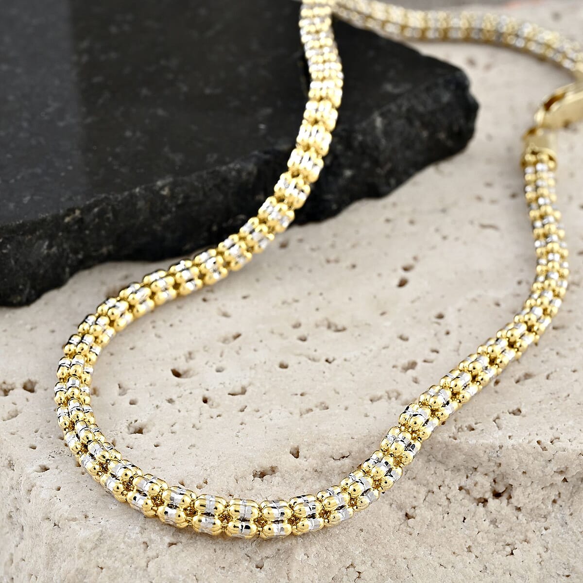 3mm Ice Chain Bracelet in 10K Yellow and White Gold (8.50 In) 7 Grams image number 1