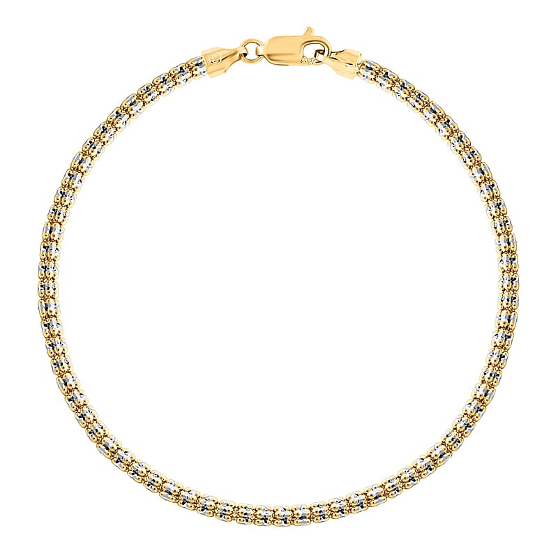 3mm Ice Chain Bracelet in 10K Yellow and White Gold (9.00 In) 7.30 Grams
