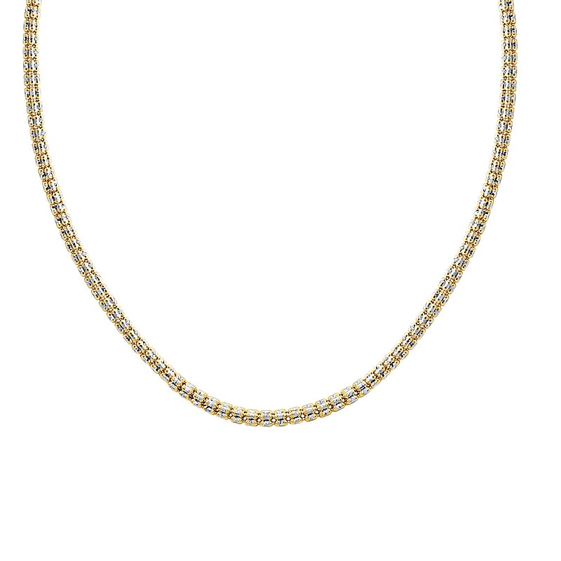 3mm Ice Chain Necklace in 10K Yellow and White Gold 20 Inches 15.20 Grams