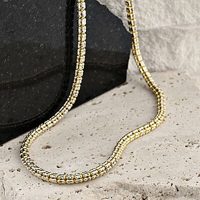 3mm Ice Chain Necklace in 10K Yellow and White Gold 20 Inches 15.20 Grams