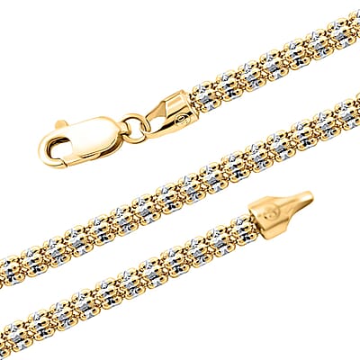 3mm Ice Chain Necklace in 10K Yellow and White Gold 20 Inches 15.20 Grams