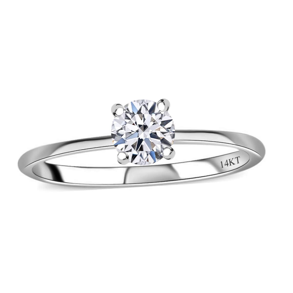 14K White Gold Luxuriant Lab Grown Diamond (E-F, VS) Solitaire Ring (Size 10.0) (Del. in 10-15 Days) 0.50 ctw image number 0