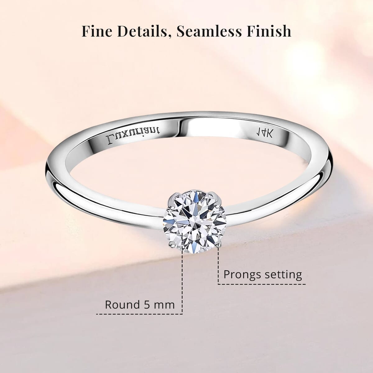 Luxuriant Lab Grown Diamond E-F VS 0.50 ctw Solitaire Ring in 14K White Gold (Size 8.0) (Del. in 10-15 Days) image number 5