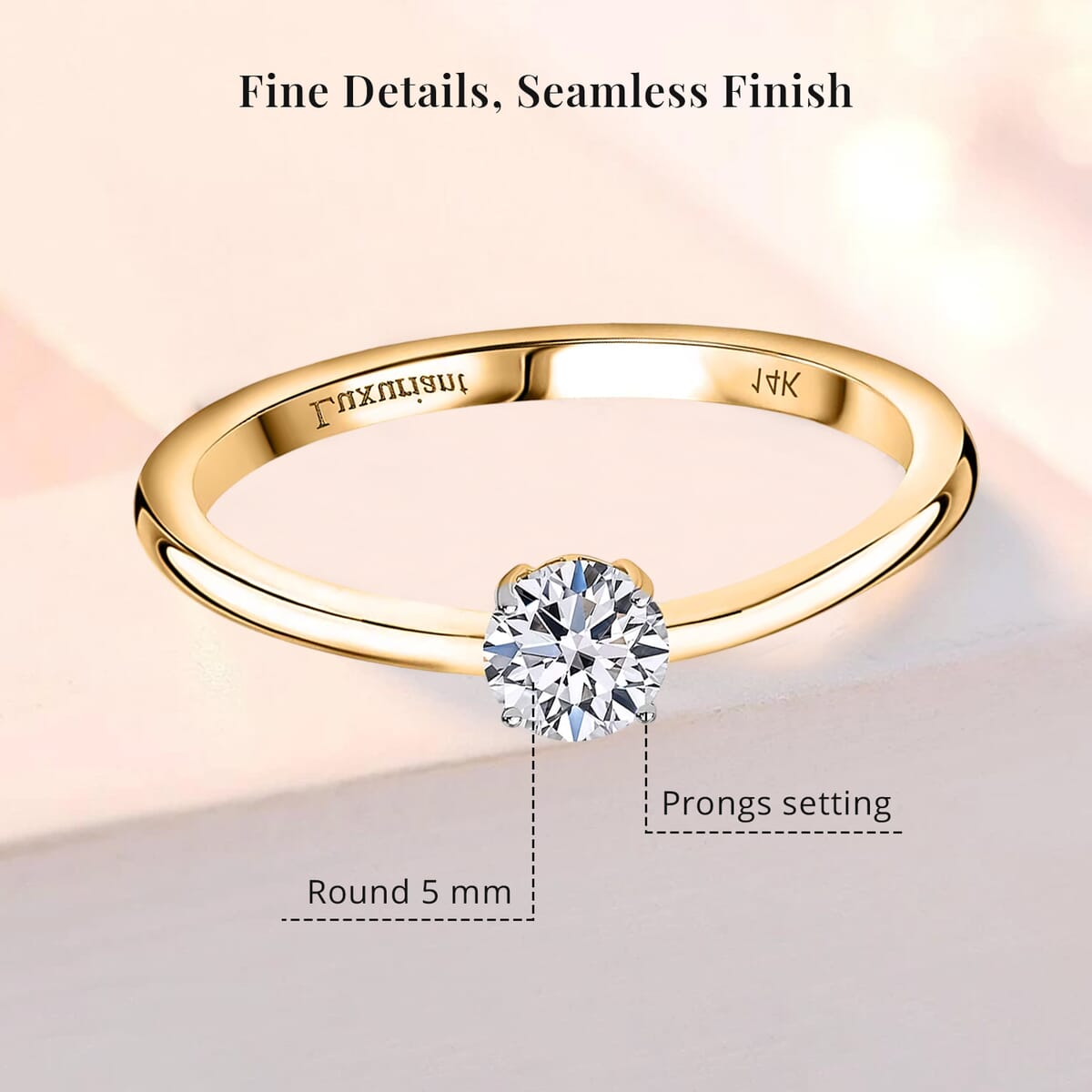 Luxuriant Lab Grown Diamond E-F VS 0.50 ctw Solitaire Ring in 14K Yellow Gold (Size 10.0) (Del. in 10-15 Days) image number 5