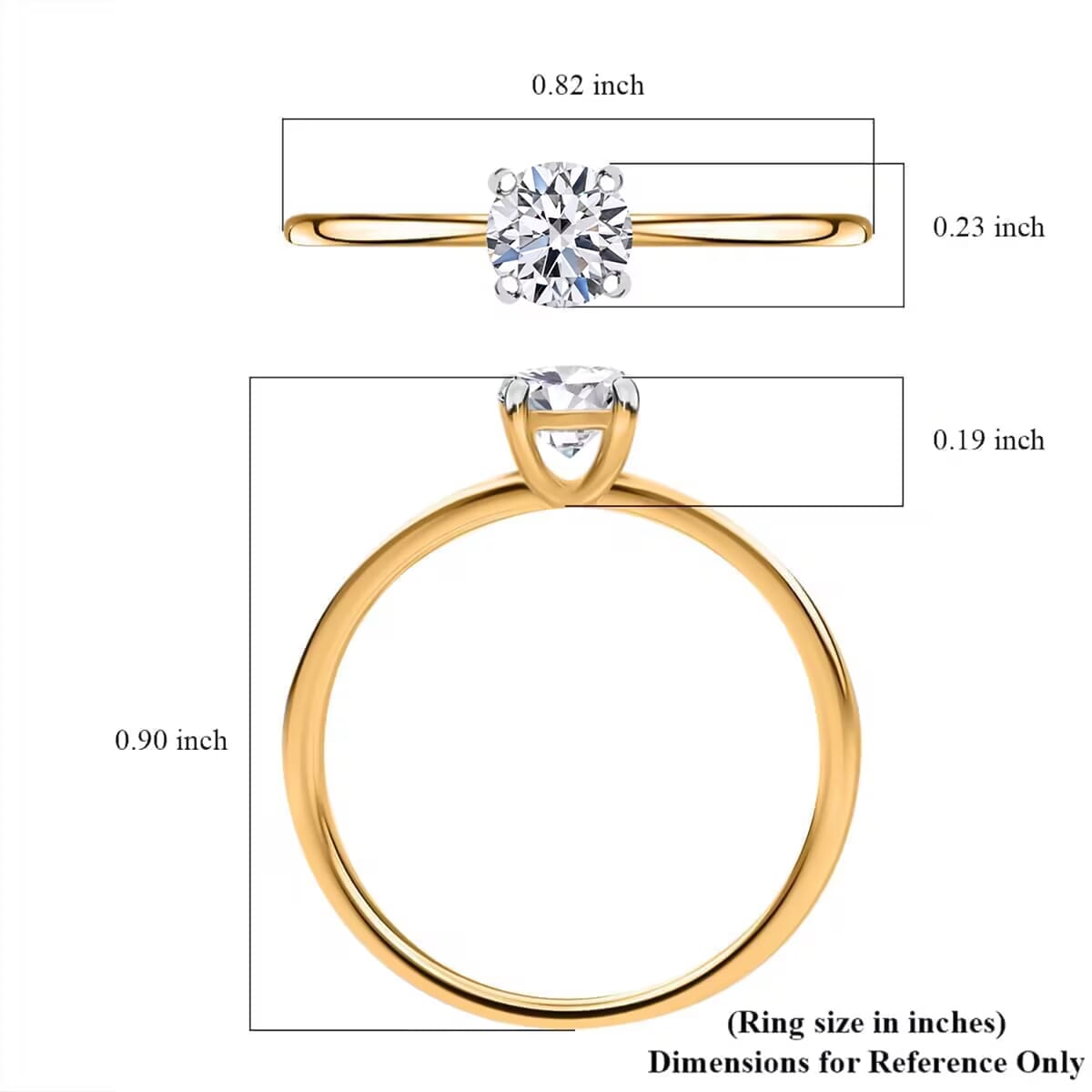 Luxuriant Lab Grown Diamond E-F VS 0.50 ctw Solitaire Ring in 14K Yellow Gold (Size 10.0) (Del. in 10-15 Days) image number 9