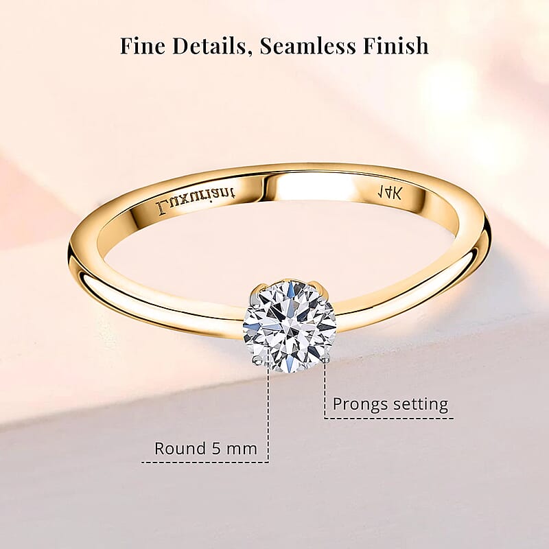 Luxuriant Lab Grown Diamond E-F VS 0.50 ctw Solitaire Ring in 14K Yellow Gold (Size 7.0)