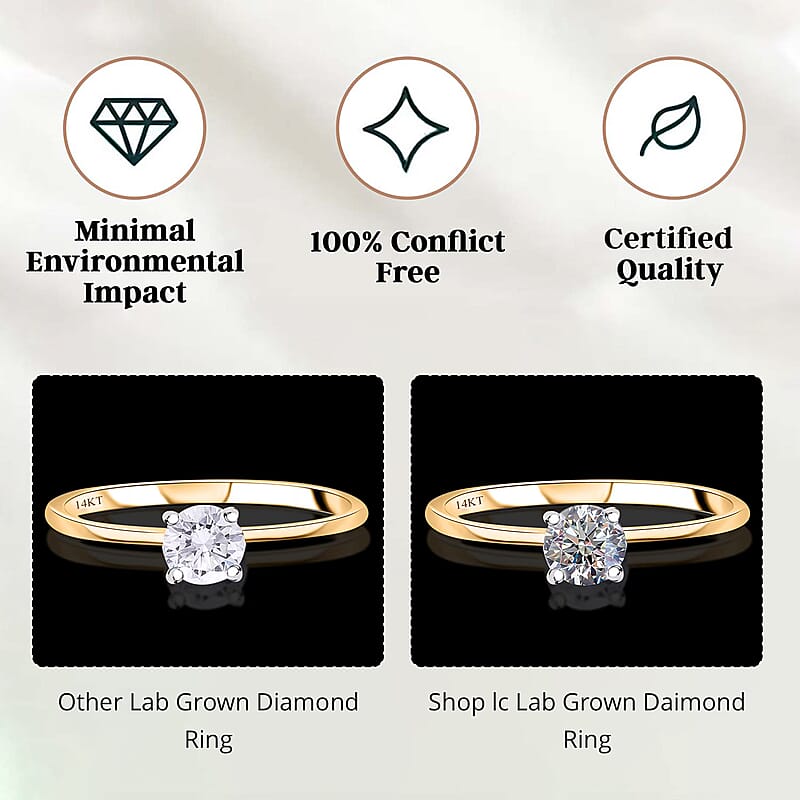 Luxuriant Lab Grown Diamond E-F VS 0.50 ctw Solitaire Ring in 14K Yellow Gold (Size 7.0)