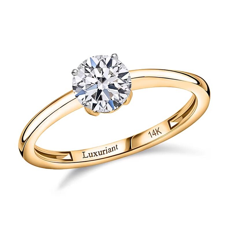 IGI Certified Luxuriant Lab Grown Diamond (E-F, VS) Solitaire Ring in 14K Yellow Gold 1.00 ctw (Size 10.0)