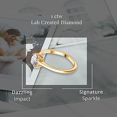 IGI Certified Luxuriant Lab Grown Diamond (E-F, VS) Solitaire Ring in 14K Yellow Gold 1.00 ctw (Size 10.0)