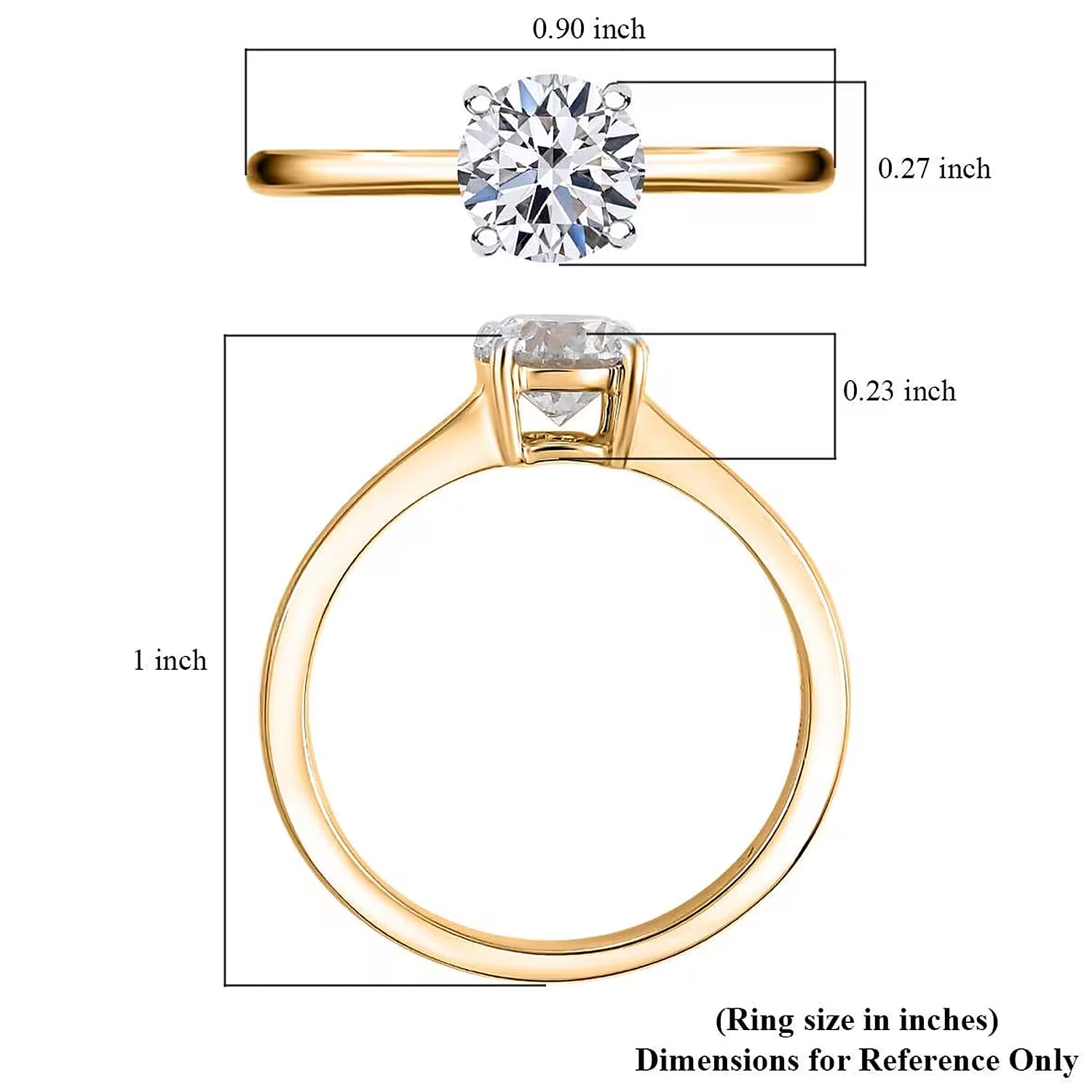 IGI Certified Luxuriant Lab Grown Diamond (E-F, VS) Solitaire Ring in 14K Yellow Gold 1.00 ctw (Size 10.0)