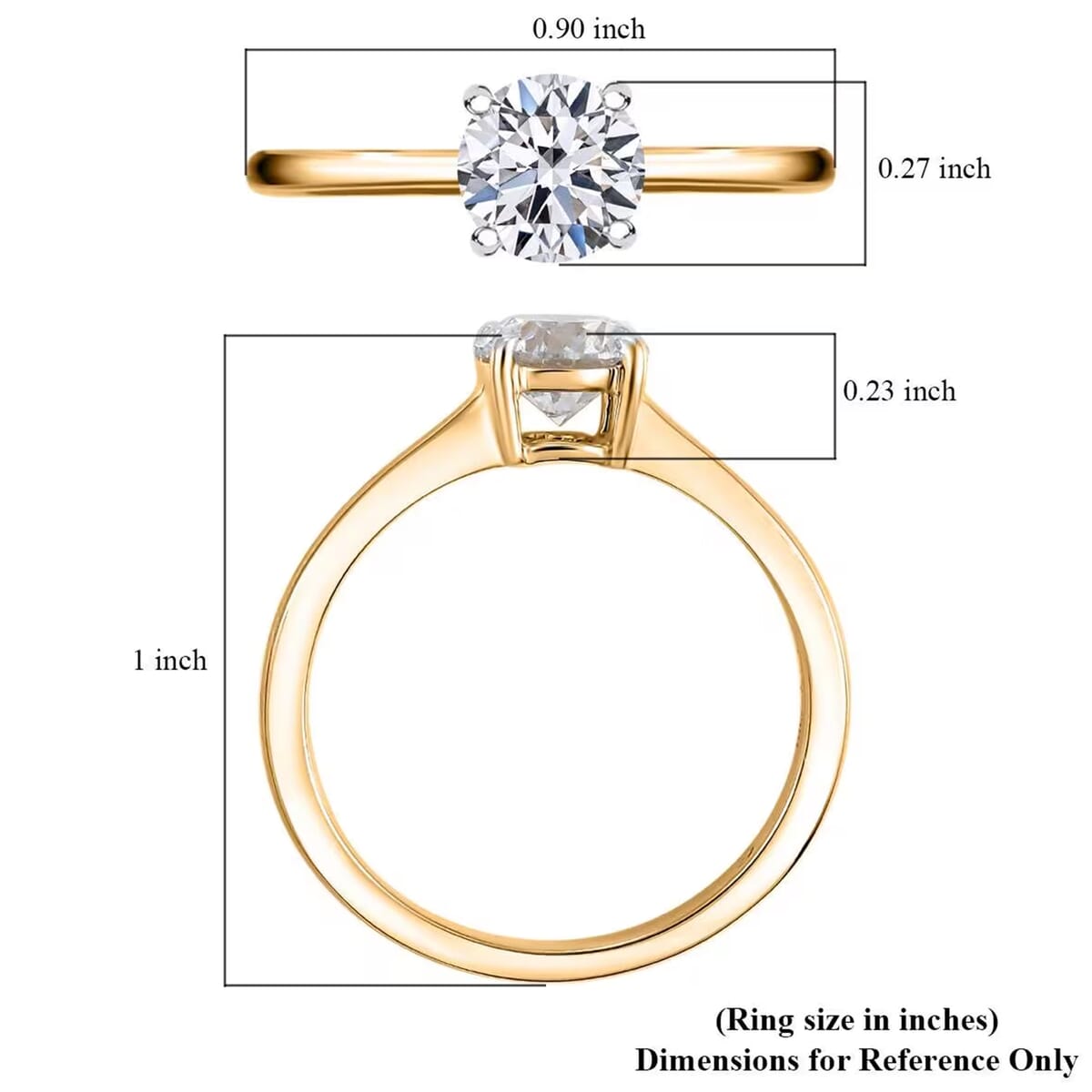 IGI Certified Luxuriant Lab Grown Diamond E-F VS 1.00 ctw Solitaire Ring in 14K Yellow Gold (Size 11.5) (Del. in 10-15 Days) image number 7