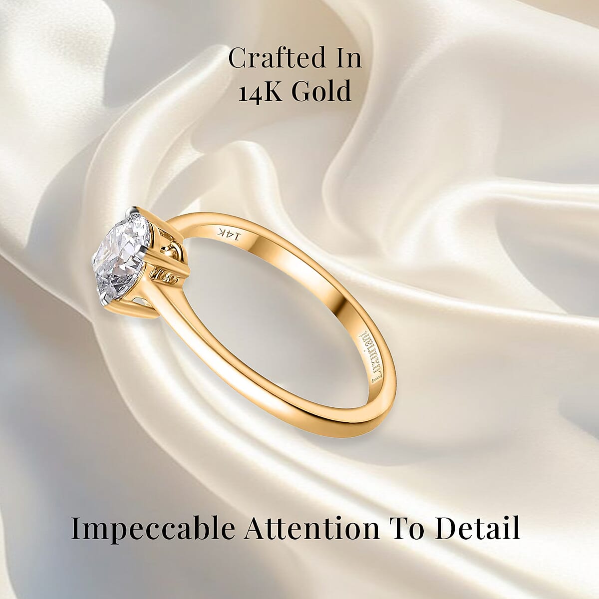 IGI Certified Luxuriant Lab Grown Diamond E-F VS 1.00 ctw Solitaire Ring in 14K Yellow Gold (Size 4.5) (Del. in 10-15 Days) image number 2