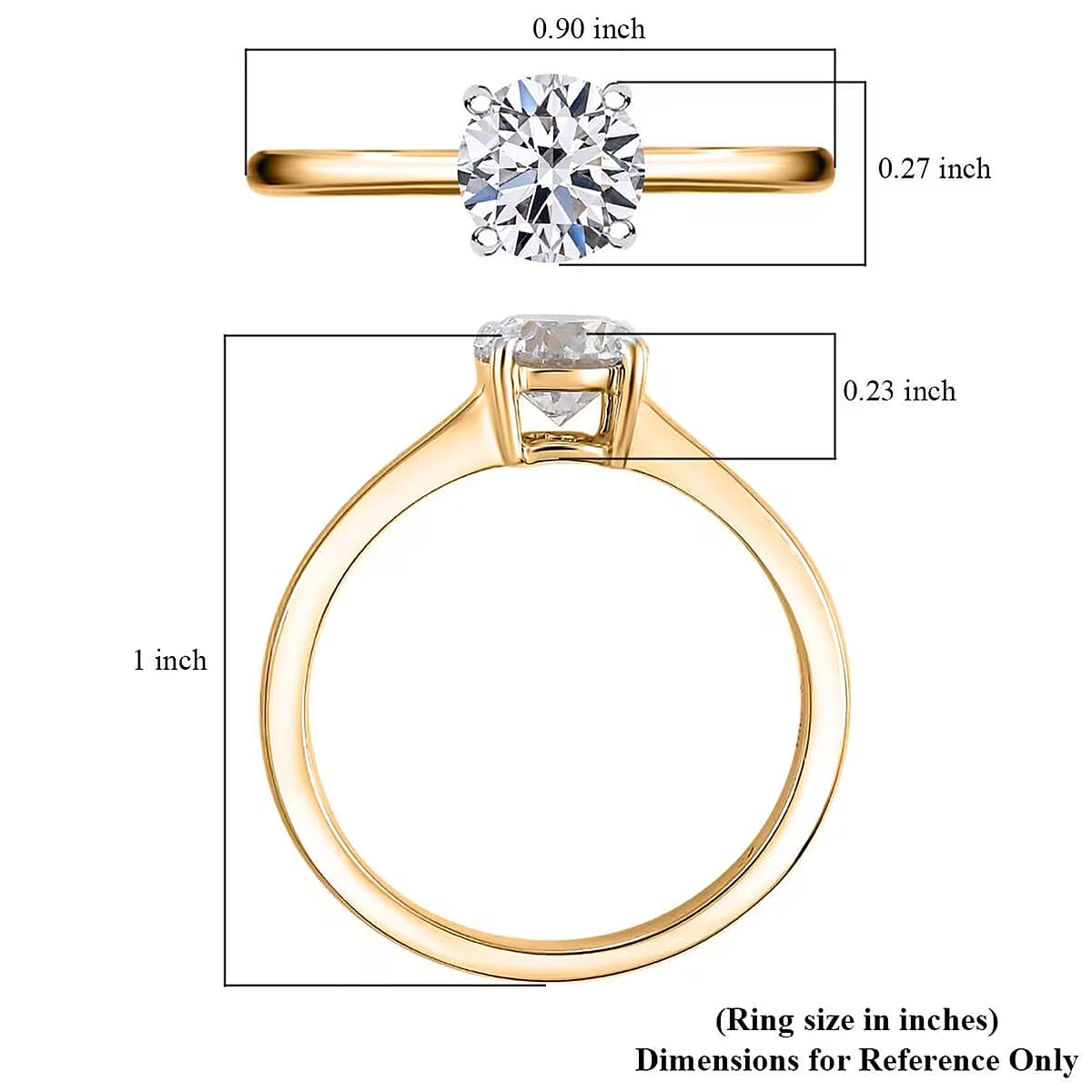 IGI Certified Luxuriant Lab Grown Diamond E-F VS 1.00 ctw Solitaire Ring in 14K Yellow Gold (Size 4.5) (Del. in 10-15 Days) image number 7