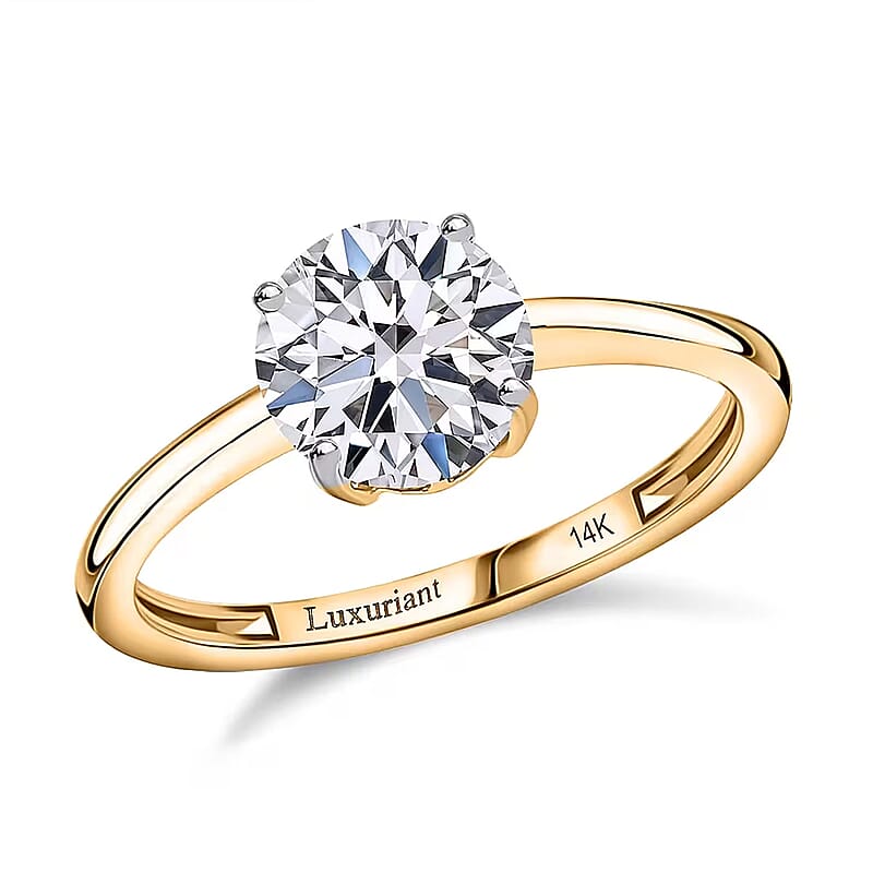 IGI Certified Luxuriant Lab Grown Diamond E-F VS 2.00 ctw Solitaire Ring in 14K Yellow Gold (Size 10.0)