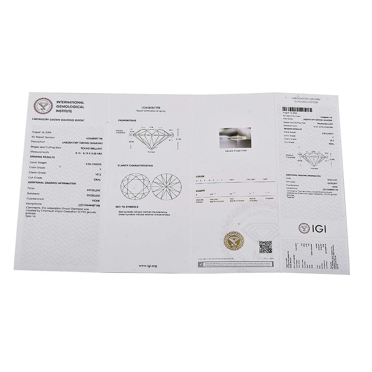IGI Certified 14K Yellow Gold Luxuriant Lab Grown Diamond (E-F, VS) Solitaire Ring (Size 10.0) (Del. in 10-15 Days) 2.00 ctw image number 6