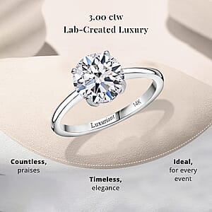 IGI Certified 14K White Gold Luxuriant Lab Grown Diamond (E-F, VS) Solitaire Ring (Size 10.0) (Del. in 10-15 Days) 3.00 ctw