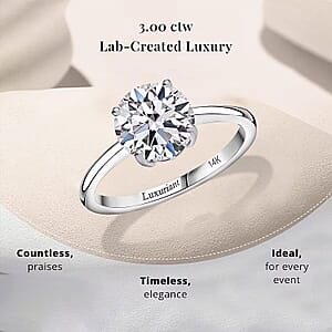 IGI Certified 14K White Gold Luxuriant Lab Grown Diamond (E-F, VS) Solitaire Ring (Size 10.0) (Del. in 10-15 Days) 3.00 ctw