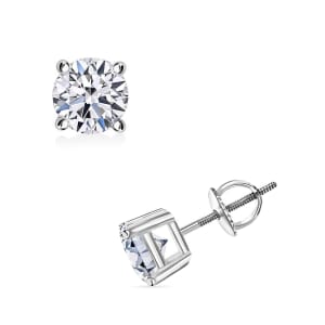 IGI Certified Luxuriant Lab Grown Diamond E-F VS 0.50 ctw Solitaire Stud Earrings in 14K White Gold