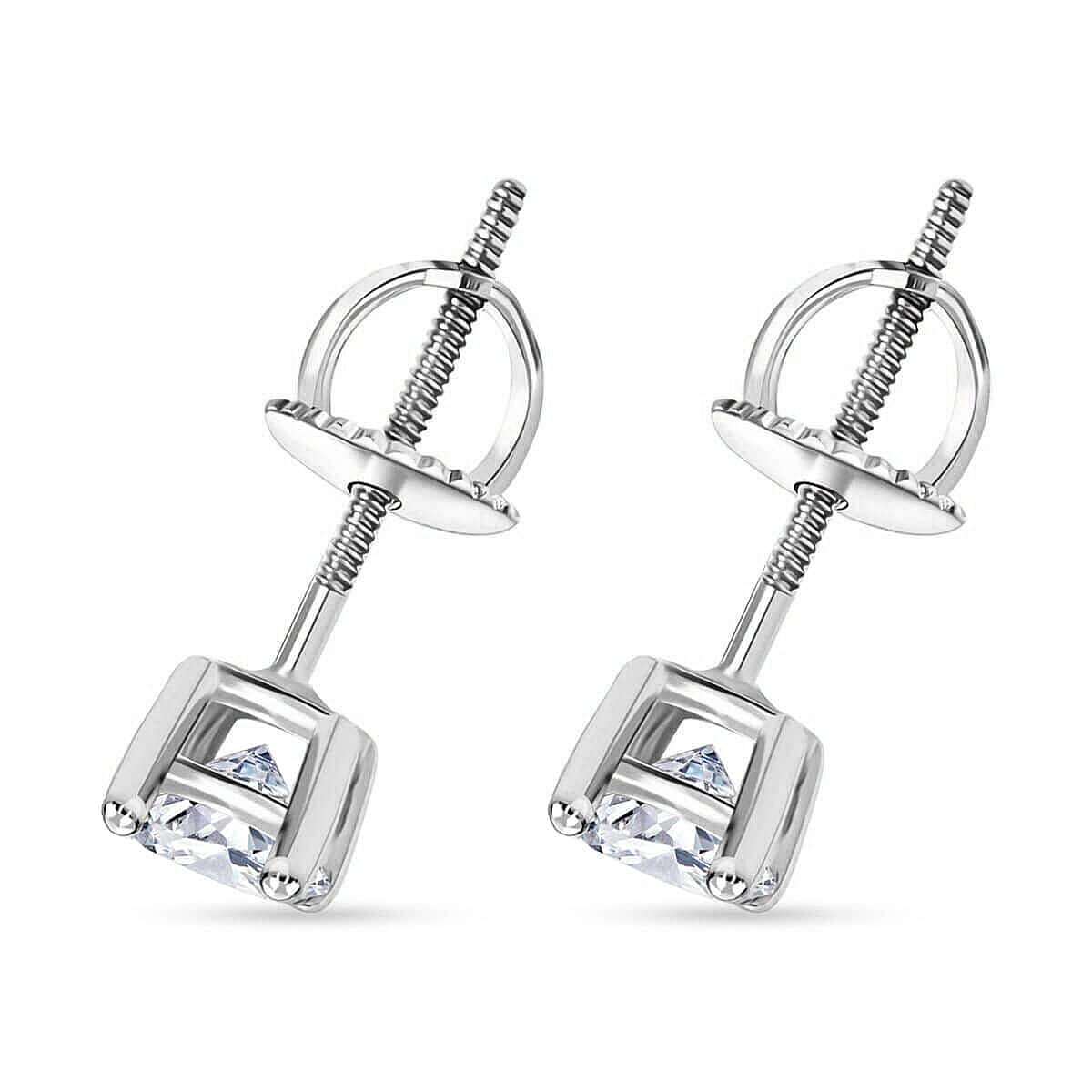 IGI Certified Luxuriant Lab Grown Diamond E-F VS 0.50 ctw Solitaire Stud Earrings in 14K White Gold (Del. in 10-15 Days)