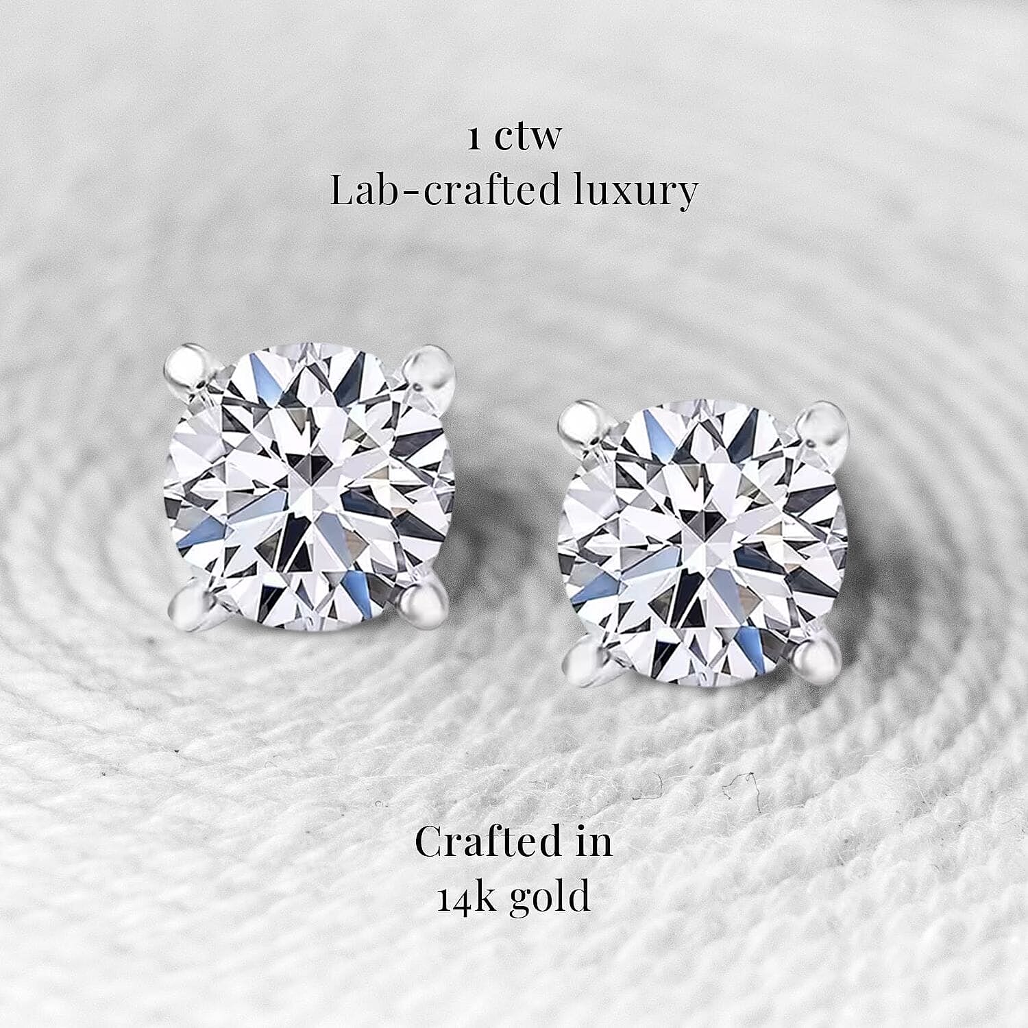 IGI Certified Luxuriant Lab Grown Diamond E-F VS 1.00 ctw Solitaire Stud Earrings in 14K White Gold