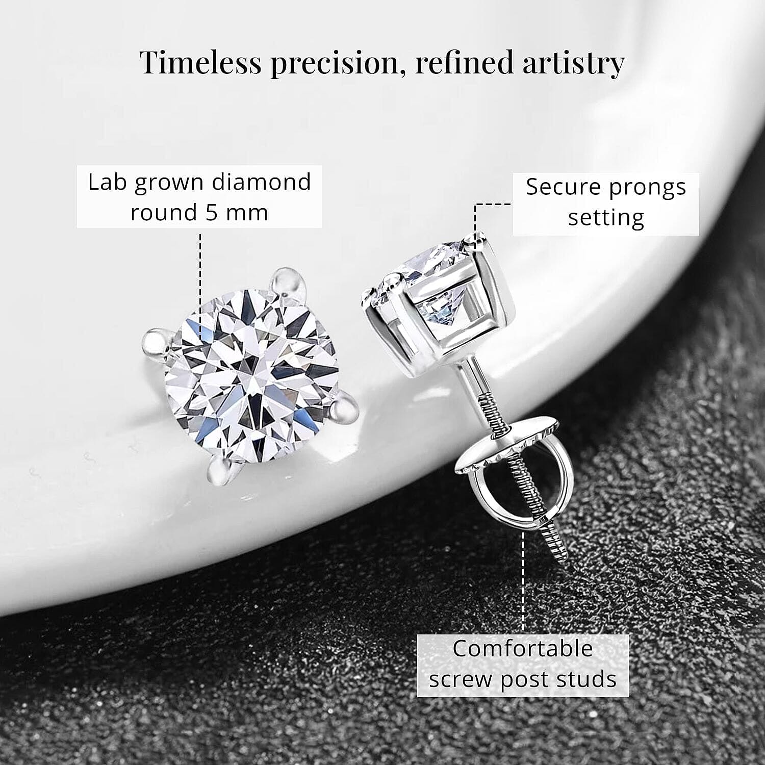 IGI Certified Luxuriant Lab Grown Diamond E-F VS 1.00 ctw Solitaire Stud Earrings in 14K White Gold