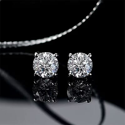 IGI Certified Luxuriant Lab Grown Diamond E-F VS 1.00 ctw Solitaire Stud Earrings in 14K White Gold