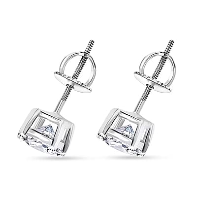 IGI Certified Luxuriant Lab Grown Diamond E-F VS 1.00 ctw Solitaire Stud Earrings in 14K White Gold