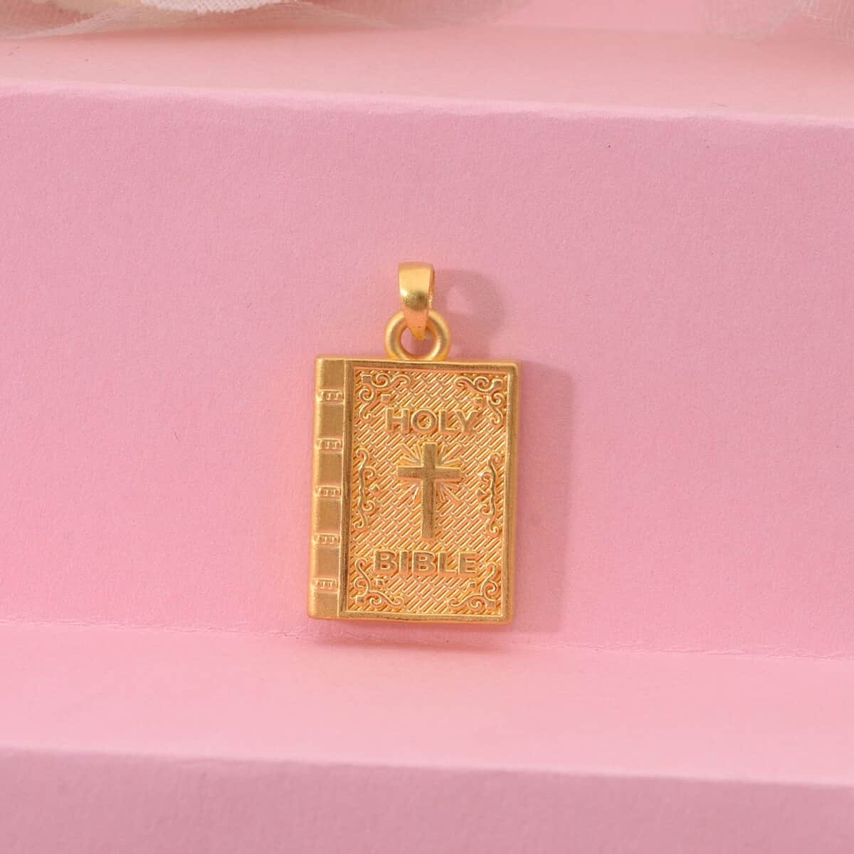 Doorbuster Holy Bible Cross Pendant in 24K Yellow Gold 1.30 Grams image number 1