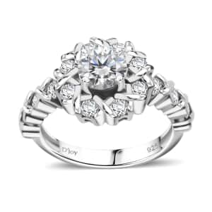 Moissanite 1.90 ctw Ring in Floral Rhodium Over Sterling Silver (Size 10.0)