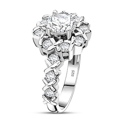 Moissanite 1.90 ctw XOXO Ring in Rhodium Over Sterling Silver (Size 10.0)