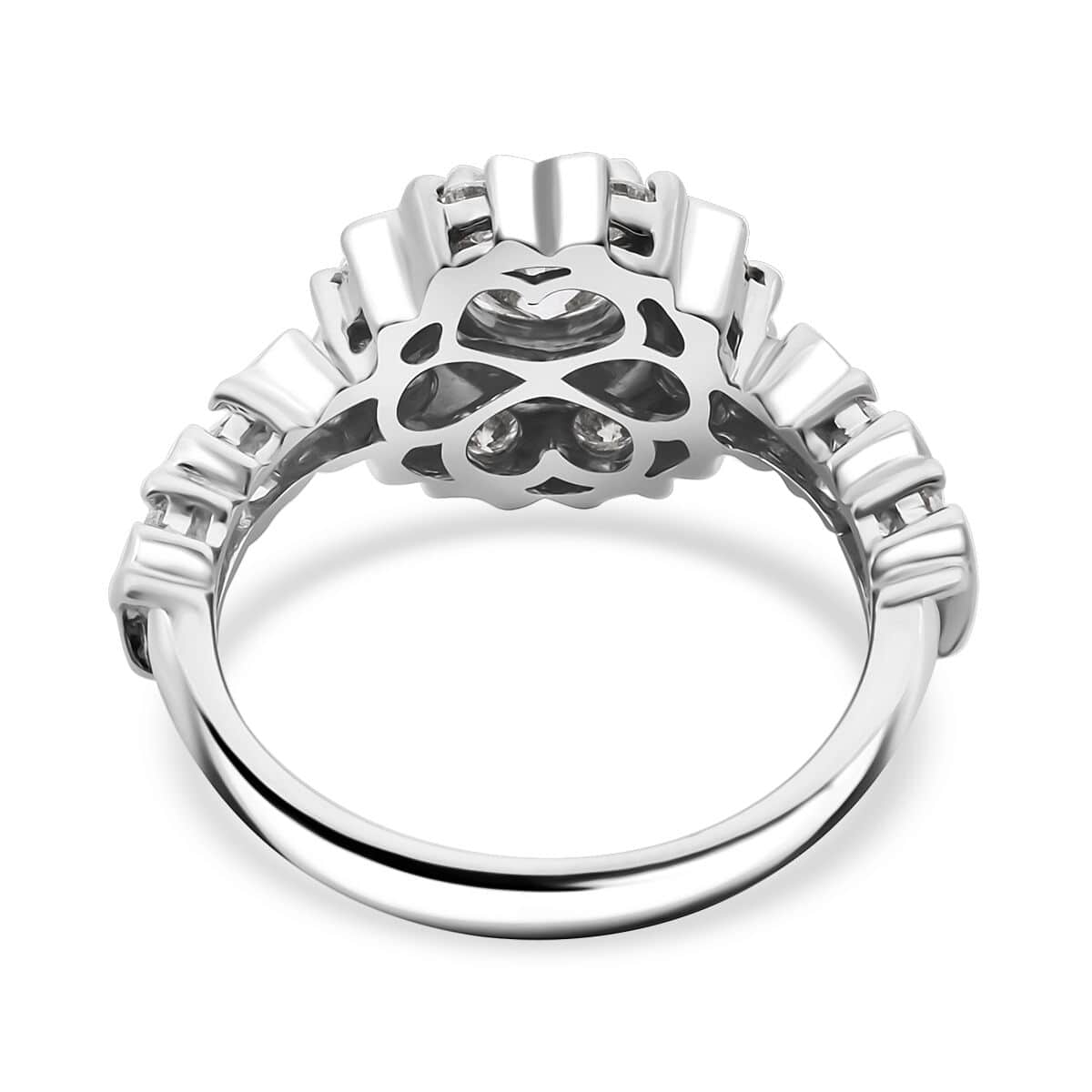 Moissanite 1.90 ctw Ring in Floral Rhodium Over Sterling Silver (Size 10.0) image number 4