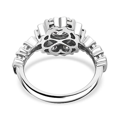 Moissanite 1.90 ctw XOXO Ring in Rhodium Over Sterling Silver (Size 10.0)