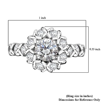 Moissanite 1.90 ctw XOXO Ring in Rhodium Over Sterling Silver (Size 10.0)