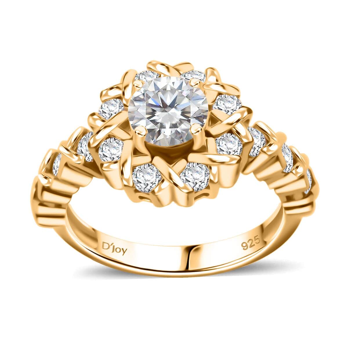 Moissanite 1.90 ctw XOXO Ring in Vermeil Yellow Gold Over Sterling Silver (Size 8.0) image number 0