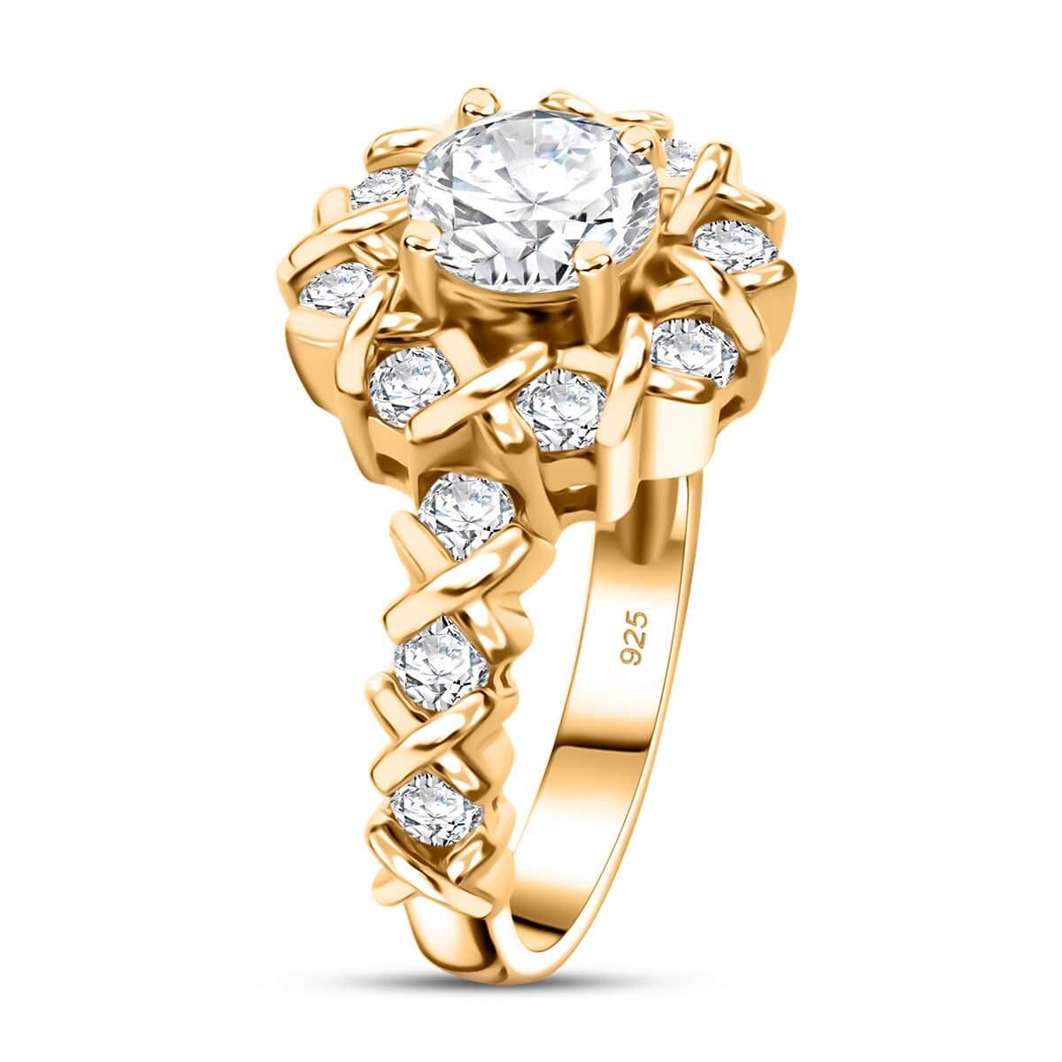 Moissanite 1.90 ctw XOXO Ring in Vermeil Yellow Gold Over Sterling Silver (Size 8.0) image number 3