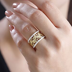 Karis White Diamond Accent Ring in 18K Yellow Gold Plated (Size 7.0)
