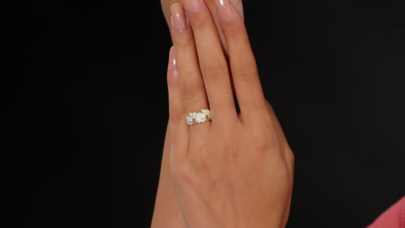 Karis White Diamond Accent Ring in 18K YG Plated (Size 7.0)
