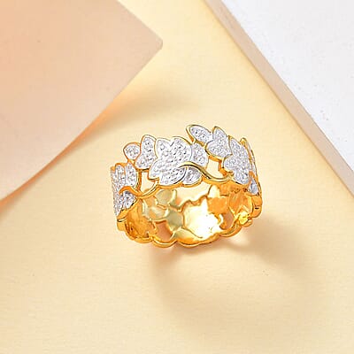 Karis White Diamond Accent Ring in 18K Yellow Gold Plated (Size 10.0)