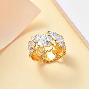 Karis White Diamond Accent Ring in 18K Yellow Gold Plated (Size 8.0)