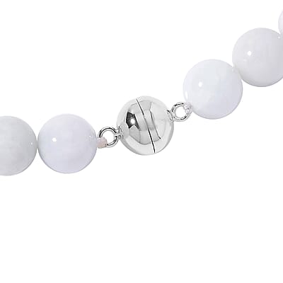 Natural Jade 400.00 ctw Beaded Necklace with Carved Bar in Rhodium Over Sterling Silver 20 Inches