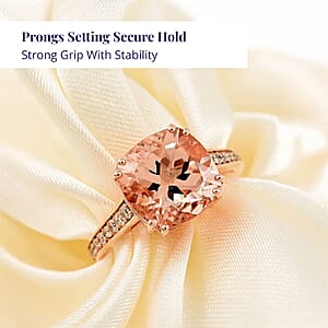 Certified and Appraised Luxoro AAA Marropino Morganite and G-H I2 Diamond 4.00 ctw Ring in 14K Rose Gold (Size 10.5)