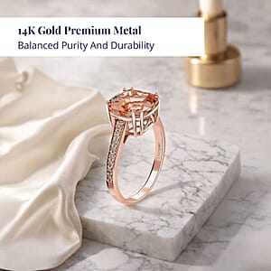 Certified and Appraised Luxoro AAA Marropino Morganite and G-H I2 Diamond 4.00 ctw Ring in 14K Rose Gold (Size 11.0)