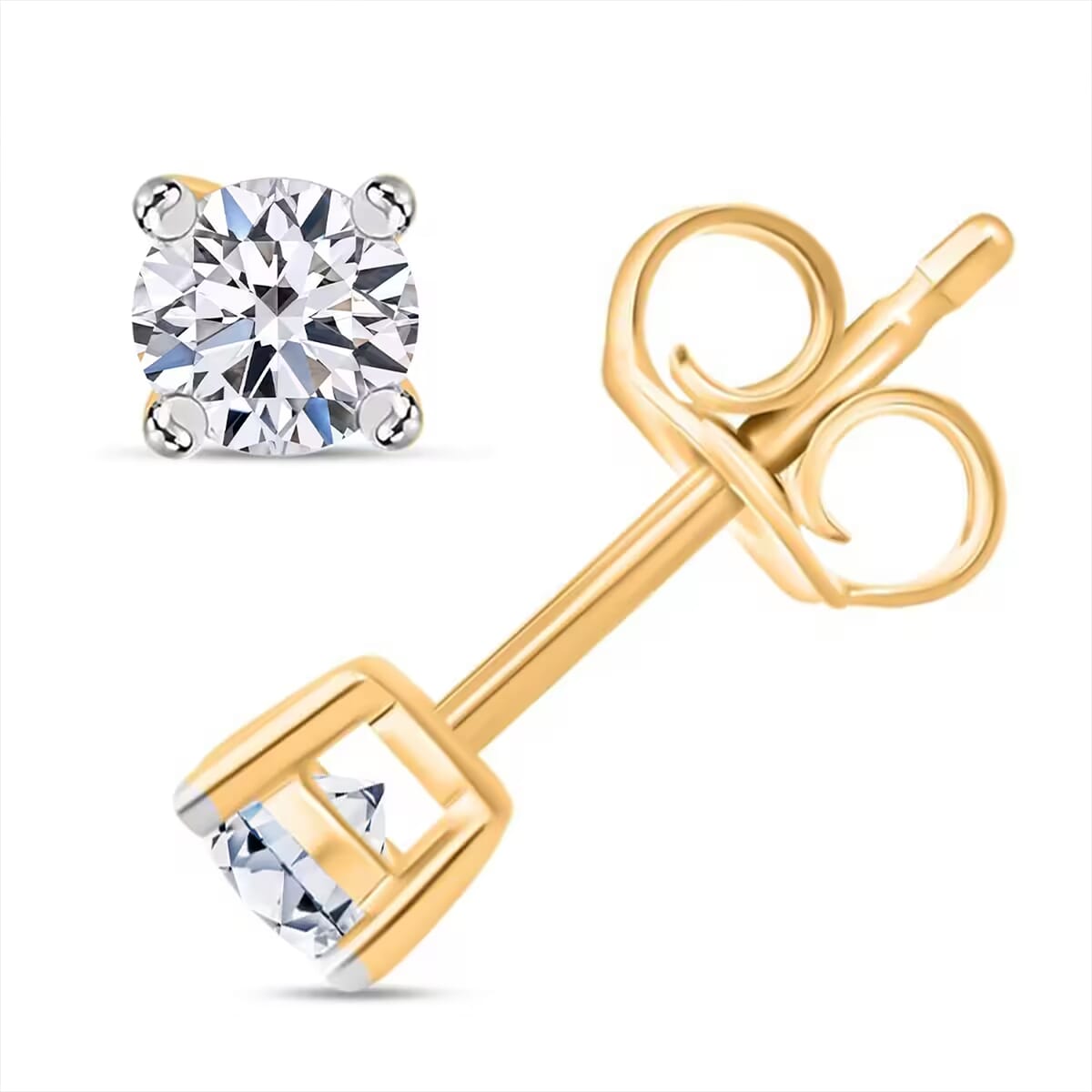 IGI Certified Luxuriant Lab Grown Diamond E-F VS 1.00 ctw Solitaire Stud Earrings in 14K Yellow Gold (Del. in 10-15 Days) image number 0
