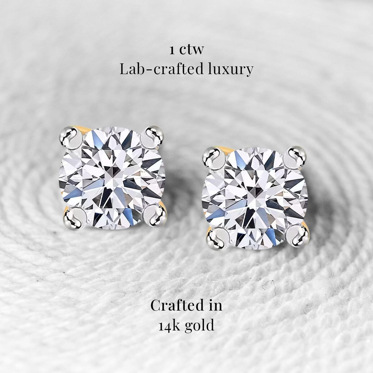 IGI Certified Luxuriant Lab Grown Diamond E-F VS 1.00 ctw Solitaire Stud Earrings in 14K Yellow Gold (Del. in 10-15 Days) image number 2