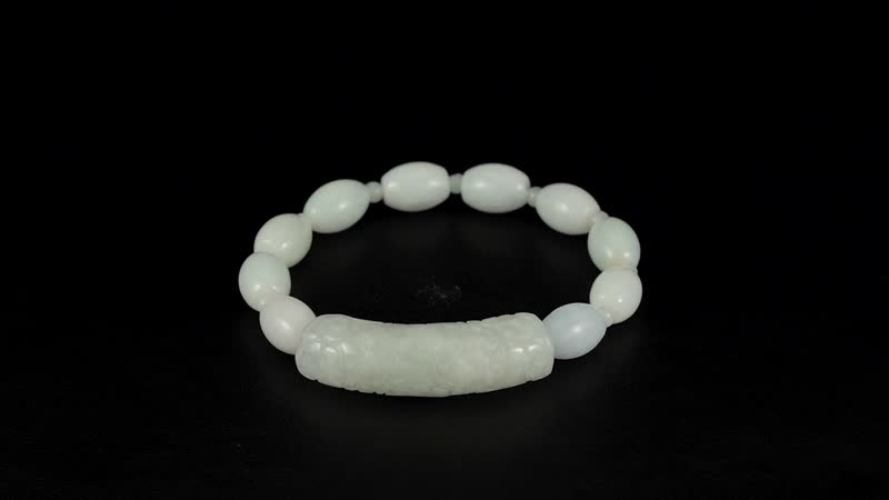 Natural Jade 300.00 ctw Beaded with Carved Bar Stretch Bracelet