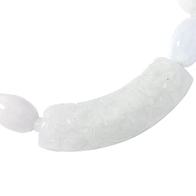 Natural Jade 300.00 ctw Beaded with Carved Bar Stretch Bracelet
