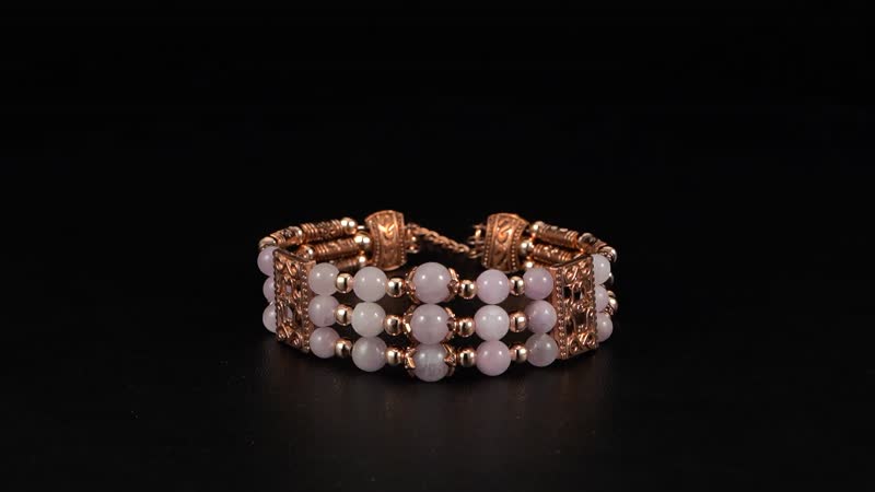 Kunzite 65.00 ctw Bangle Bracelet in Rosetone (7-0-9.0In)