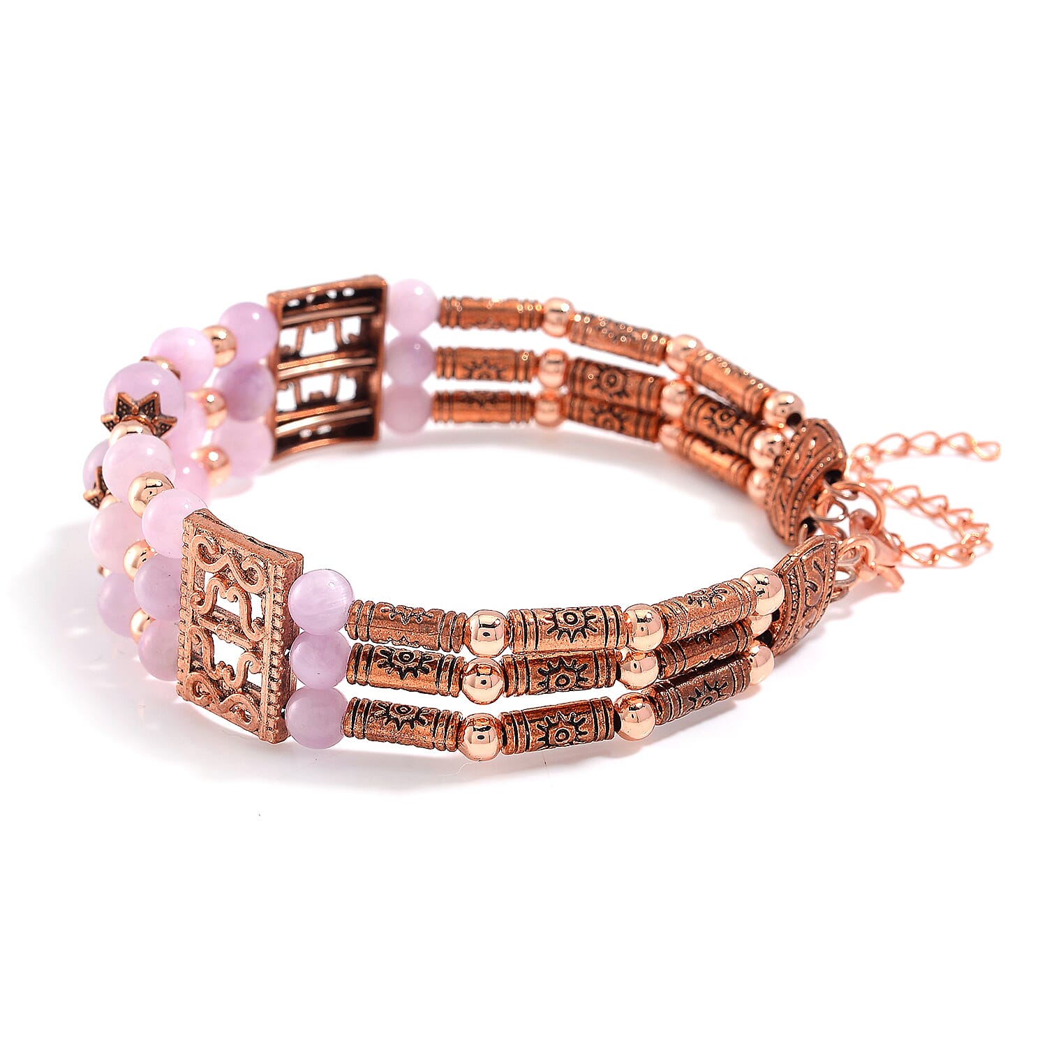 Kunzite 65.00 ctw Bangle Bracelet in Rosetone (7-0-9.0In)