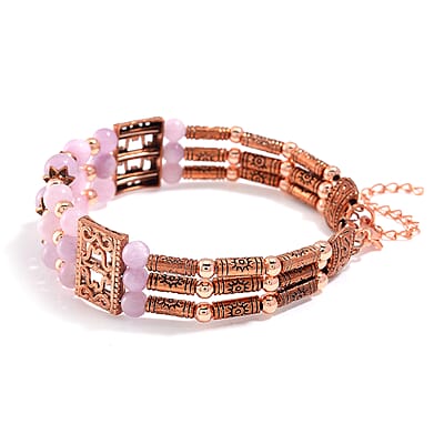 Kunzite 65.00 ctw Bangle Bracelet in Rosetone (7-0-9.0In)
